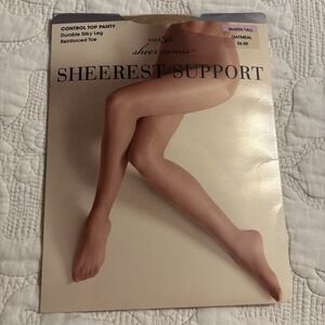 Control Top Pantyhose Women's Queen, Tall‎ Sheer Support, Oatmeal Reinforced Toe